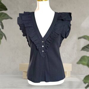 VERONICA BEARD Women’s Adrianna Black Ruffle Top
Size M